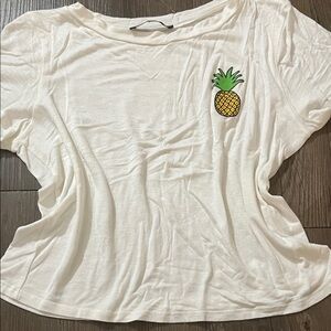 Papaya White Tee with Pineapple Patch